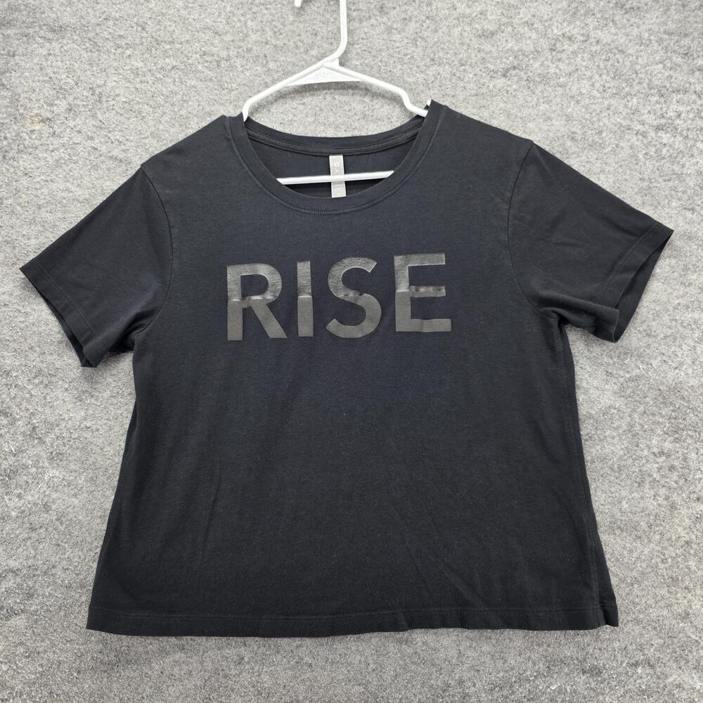 Athleta Shirt Womens Medium Black RISE Graphic Crewneck Short Sleeve Modal Tee